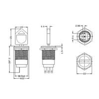 Tecla de interruptor de botón de autobloqueo impermeable de aluminio de acero inoxidable 1NO1NC Función IP66 Nivel 250V Máx. Voltaje plano