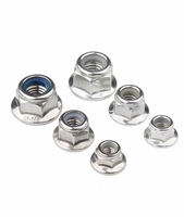 Écrou de blocage hexagonal auto-serrant en acier au carbone et acier inoxydable, avec bride, en nylon, antidérapant, anti-débrayage, grade 8.8, zingué