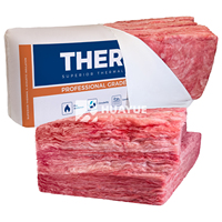 Isolation en fibre de verre rose R12 R20 R22 R24 pour murs d'entrepôt et ossatures en bois, panneaux non revêtus, densité 12 kg/m³, épaisseur 65 mm