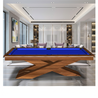 Table de billard haut de gamme sur mesure en forme de X avec poches en cuir véritable et rails en bois massif en promotion