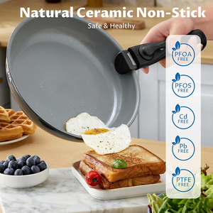 High Quality Modern Pots <b>Pans</b> Glass Lids Bakelite <b>Handle</b> Ceramic Non-Stick Induction 9 Piece Aluminum Cookware Set - Product Image 6