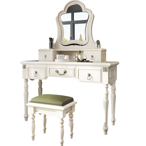 Bàn trang điểm phong cách cổ điển hiện đại kiểu Pháp kèm ghế, chất liệu gỗ MDF, nội thất phòng ngủ, có gương, dùng cho nhà ở hoặc khách sạn - Product Image 1
