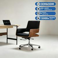 Canapé d'angle exécutif moderne en cuir véritable avec base pivotante et métallique