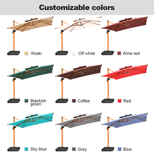 Garden Outdoor Beach Over Size <strong>Rectangular</strong> Double Top Solar Light Patio Umbrella Offset Hanging Led <strong>Parasol</strong> - Product Image 6
