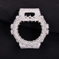 Boîtier de montre en laiton serti de moissanite VVS, compatible avec les montres Casio G-Shock DW6900, pièces de montre de luxe hip-hop, vente en gros
