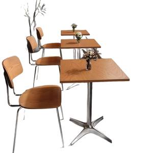 Juego de mesa y sillas cuadradas de estilo madera con estructura metálica para restaurante - Product Image 5