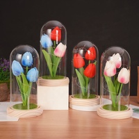 Regalos para el Día de la Madre, Flores Artificiales Eternas, Tulipán Preservado para Siempre en Cúpula de Cristal, Regalos para el Día de San Valentín 2026