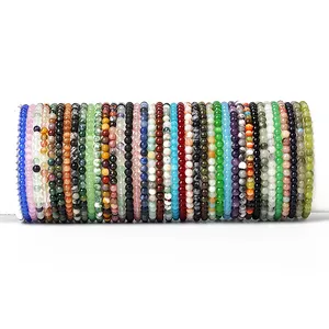 Natural Stone Bracelets Men 4mm Beads Elastic Bracelet Charm Chakra Healing Reiki Yoga Bracelets For Women Beads Jewelry New