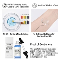Sérum en gros en stock au cuivre bleu et aux peptides, acide hyaluronique, raffermissant, réparateur, réduit les ridules, faible MOQ 100, logo personnalisé