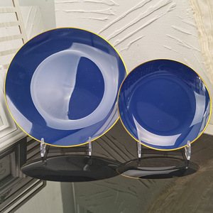 Langlebige PS-Essteller ohne Keramik mit Weiß-Gold-Rand, Leichtgewichtige Kunststoff-Servierplatten für Restaurants und Hotels, OEM-Unterstützung - Product Image 6