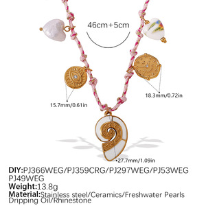 度假可爱甜美海洋陶瓷魅力不锈钢18k镀金吊坠时尚女性饰品项链批发 - Product Image 3