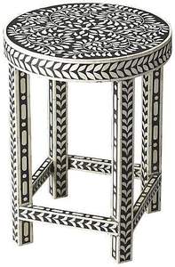 Handmade Designer Bone Inlay Geometric Accent &lt;b&gt;Table&lt;/b&gt; &amp; Stool-Elegant Artisan Handmade Eco-Friendly Customizable Shape - Product Image 3
