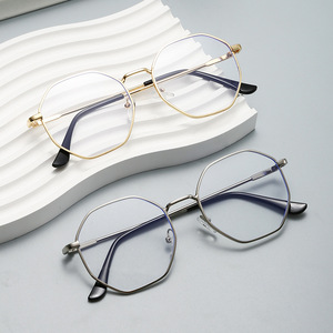 Anti Radiation Octagonal <b>Metal</b> <b>Frame</b> Eyeglasses For Women Blue Light Protection Full <b>Frame</b> PC Lens - Product Image 1