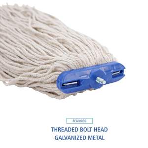 Boardwalk BWK720C Economical <b>Flat</b> <b>Mop</b> Head Rectangle Lie-<b>Flat</b> Metal Plastic Polyester Material Cleaning for Water Floor Set - Product Image 5