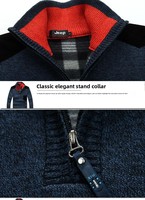 Pull tricoté chaud pour homme, col montant, fermeture éclair quart, grande taille, épais, décontracté, hiver, vente en gros