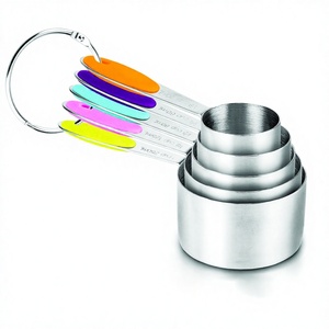 Cucharas medidoras con mango de acero inoxidable Juego de tazas medidoras ovaladas de 4 piezas - Product Image 1