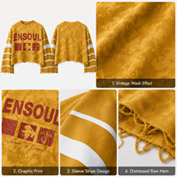 Sweat-shirt surdimensionné à col rond et épaules tombantes, coupe courte, en coton épais 420 GSM, imprimé numérique, effet vieilli, pour hommes, personnalisable OEM