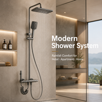 Ensemble de douche thermostatique de luxe moderne en aluminium avec affichage numérique, système de douche pluie à touches piano, finition bronze canon, pour salle de bain et extérieur
