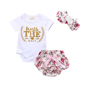 Conjunto de Ropa de 3 Piezas para Niña, con Lazo, Estilo Casual para Bebé, Venta al Por Mayor a Precio Económico en el Mercado Chino - Product Image 1