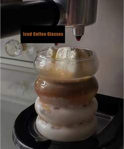 Taza de café de vidrio para beber rayada de borosilicato alto con pajita de vidrio - Product Image 4