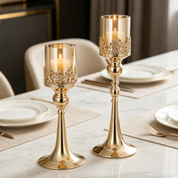 Ensemble de 2 chandeliers simples en verre style hurricane, luxe, pour centre de table de mariage, banquet, événement, fête