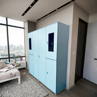 Armoire moderne en plastique à six portes pour la maison, meubles de chambre à coucher et panneau de rangement de vêtements de bateau, casier de style fenêtre