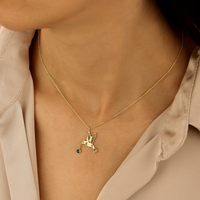Collier personnalisé colibris avec pierre de naissance, en acier inoxydable plaqué or 18 carats, cadeau de Noël pour femme, étanche et inaltérable