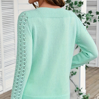 Pull décontracté en maille pour femme, col bateau, manches ajourées, motif géométrique, personnalisable, plusieurs options de couleurs, collection automne