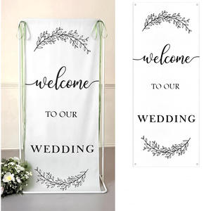 Letrero de Bienvenida para Boda de Tela de Lino Estilo Boho LANJO, Letrero Personalizado con Texto para Ceremonia de Boda, Decoración para Recepción y Despedida de Soltera - Product Image 4