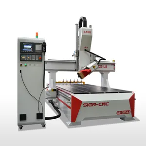 4 eksen ahşap CNC Router 3d oyma 1325/1530/2030/2040 daha yüksek çalışma hassasiyeti için döner mil ile