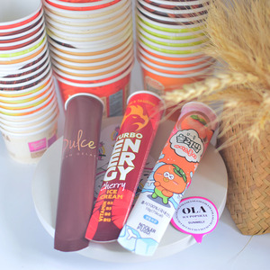 Customized Design logo Colorful Various Sizes Disposable Jelly Calippo Ice Cream Squeeze Paper Cup Tube Packaging Cone 120ml