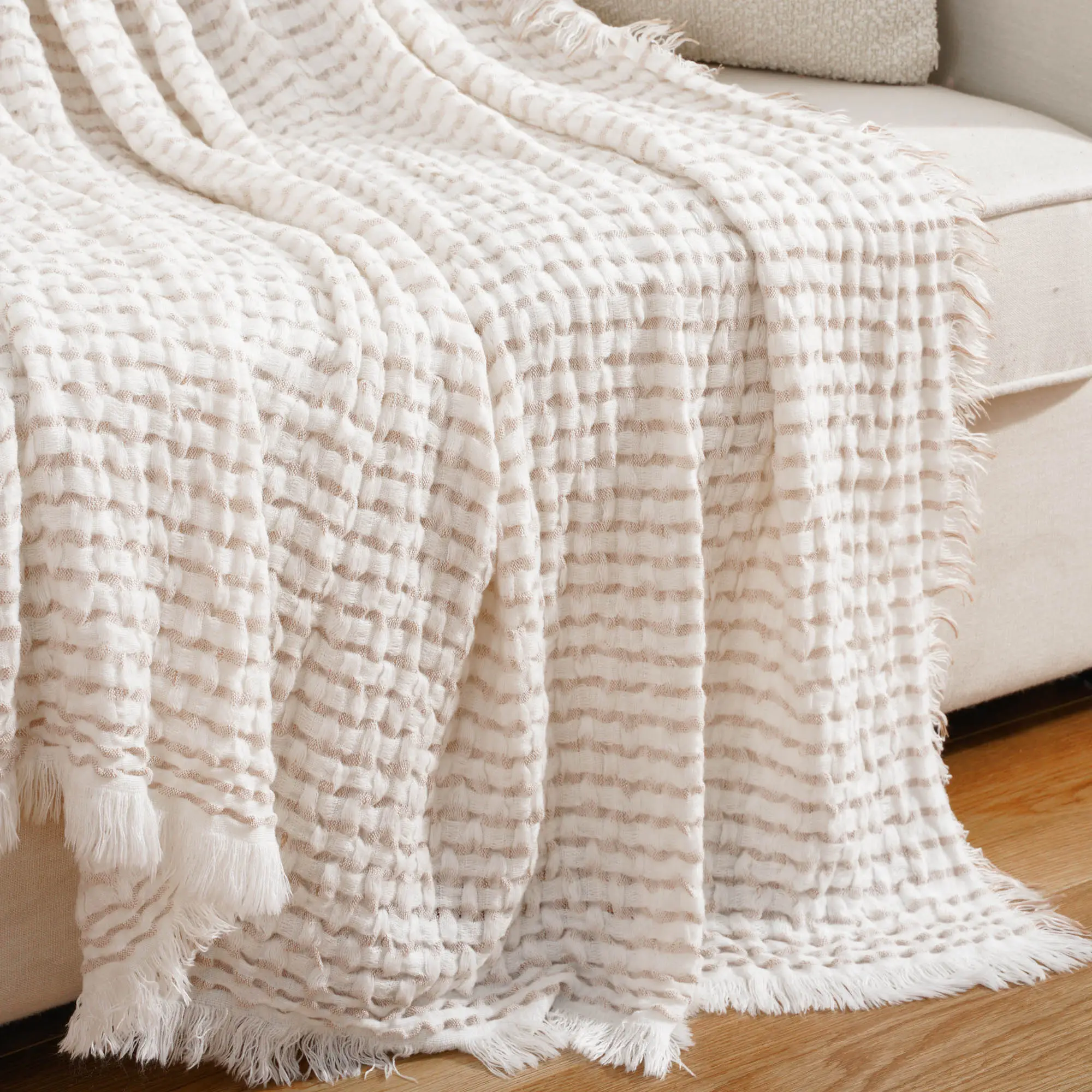Farmhouse Rust Knit Throw Blanket for Couch Sofa Chair Bed Home Decoration  Soft Warm Cozy Light Weight for Spring Summer Fall