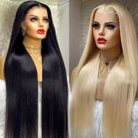 Perruque en cheveux humains naturels indiens Remy, transparente HD, de 30 pouces, avec dentelle frontale, lisse, sans colle, pré-épilée, pour femmes noires, vente en gros