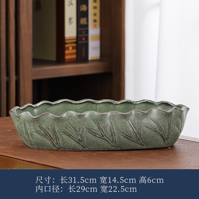 rétro vert-feuille de lotus-ovale 3014