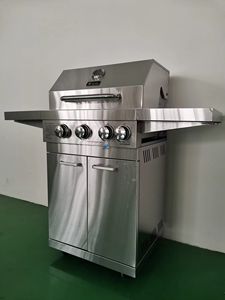 Barbecue à gaz commercial extérieur en acier inoxydable de haute qualité, autonome, robuste, avec rôtissoire et fumoir, 4 roulettes LQ-B31 - Product Image 4