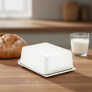 Beurrier en céramique et porcelaine, fait main, avec couvercle, design minimaliste, préservation de la fraîcheur, fabriqué en Allemagne - Product Image 3
