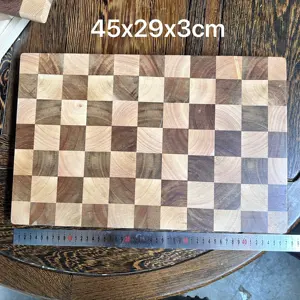 Large And Thick Kitchen Cutting Board With Juice GrooveEnd Grain Rubber+Acacia Wood Cutting Board Chessboard Look OEM ODM