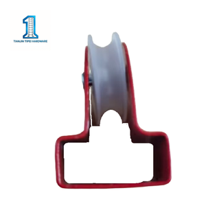 Ağır Hizmet Tipi Merdiven Kasnak Bloğu - Merdiven Kaldırma İşlemleri için Naylon Tekerleğiyle Kırmızı Boyalı Çelik Braket - Product Image 1
