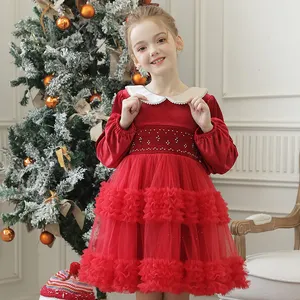 فستان للأطفال بتصميم أنيق بأكمام طويلة فساتين للفتيات لحفلات أعياد الميلاد فستان أميرة من التُل