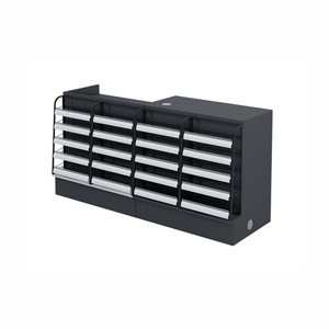 Mostrador de Caja Multifuncional para Supermercado o Centro Comercial, Mostrador de Caja Gris con Superficie de Barra en Esquina - Product Image 2
