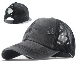 Trucker Cap Mesh Baseball Cap Unisex Cotton Solid Color Sunscreen Breathable Outdoor Sports <b>Hat</b> - Product Image 1