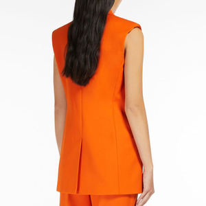 Gilet Long sur mesure pour <span class=keywords><strong>femme</strong></span>, manteau avec poches, veste <span class=keywords><strong>Beige</strong></span>, élégant, Blazer <span class=keywords><strong>sans</strong></span> manches en lin, automne - Product Image 6