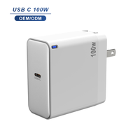 Chargeur de bureau USB-C rapide 100W certifié, avec affichage LED USB-A + USB-C, adaptateur de charge mural pour voyages (prises UK, EU, US, AU)