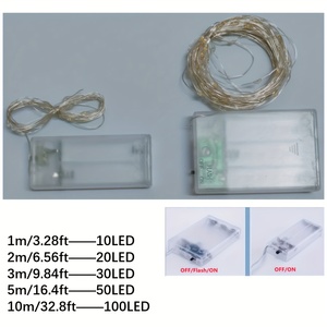 Guirnalda de Luces de Hadas con Cable de Cobre, Funciona con Baterí<span class=keywords><strong>a</strong></span>, 1-10m, <span class=keywords><strong>LED</strong></span> Blanco Cálido, IP44, Decoración Navideñ<span class=keywords><strong>a</strong></span> para Interiores y Exteriores, Jardín, Fiestas - Product Image 6