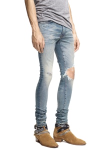 OEM Hombres Italiano Stretch Glitter Denim Ripped Broken Classic Indigo Jeans - Product Image 3