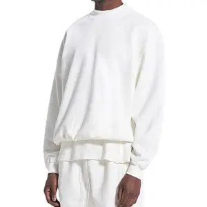 Oem Groothandel Blanco Zwaargewicht 100% Katoen Custom Logo Ronde Hals Oversized Sweatshirt Voor Mannen