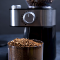 Moulin à café électrique automatique avec réglages de mouture ajustables, grande capacité de broyeur pour usage domestique, idéal pour expresso, café filtre et cafetière à piston.