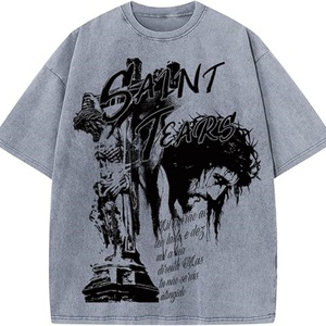 เสื้อยืดฮิปฮอปผู้ชายทรงโอเวอร์ไซส์ ผ้าถัก ระบายอากาศได้ดี กันยับ พิมพ์ลายตัวอักษรเต็มตัว เสื้อยืดฤดูร้อน คอตตอนคุณภาพสูง คอกลม สไตล์แร็ปเปอร์ - Product Image 5