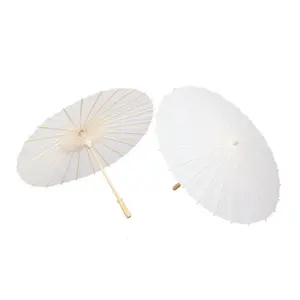84Cm Effen Witte Chinese Bruiloft Papieren Paraplu Parasols
