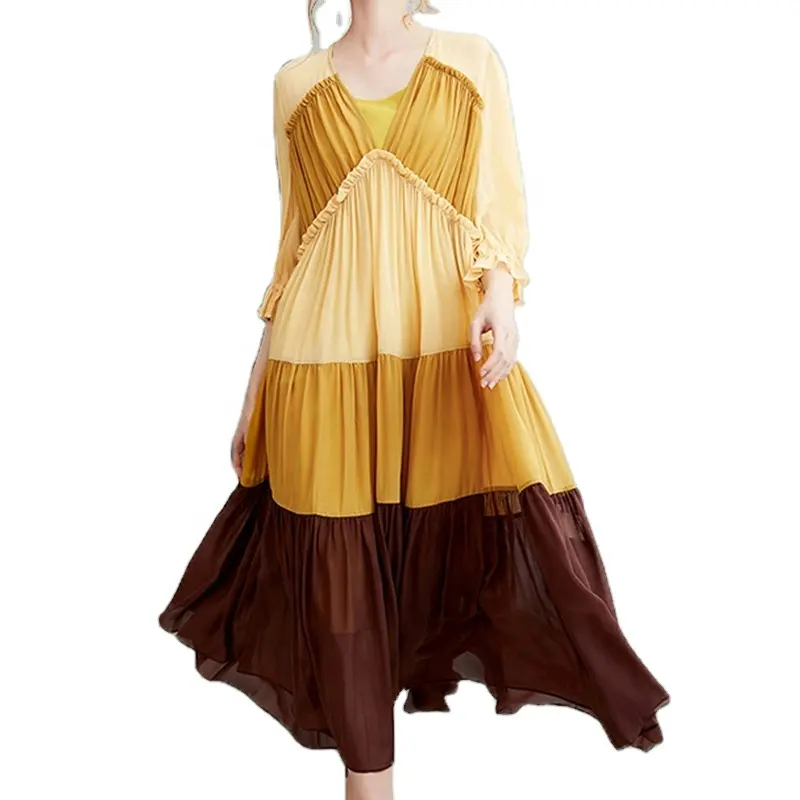 Vestido de fiesta informal de estilo europeo y americano para mujer, falda holgada de corte en A, longitud media, color pastel a juego